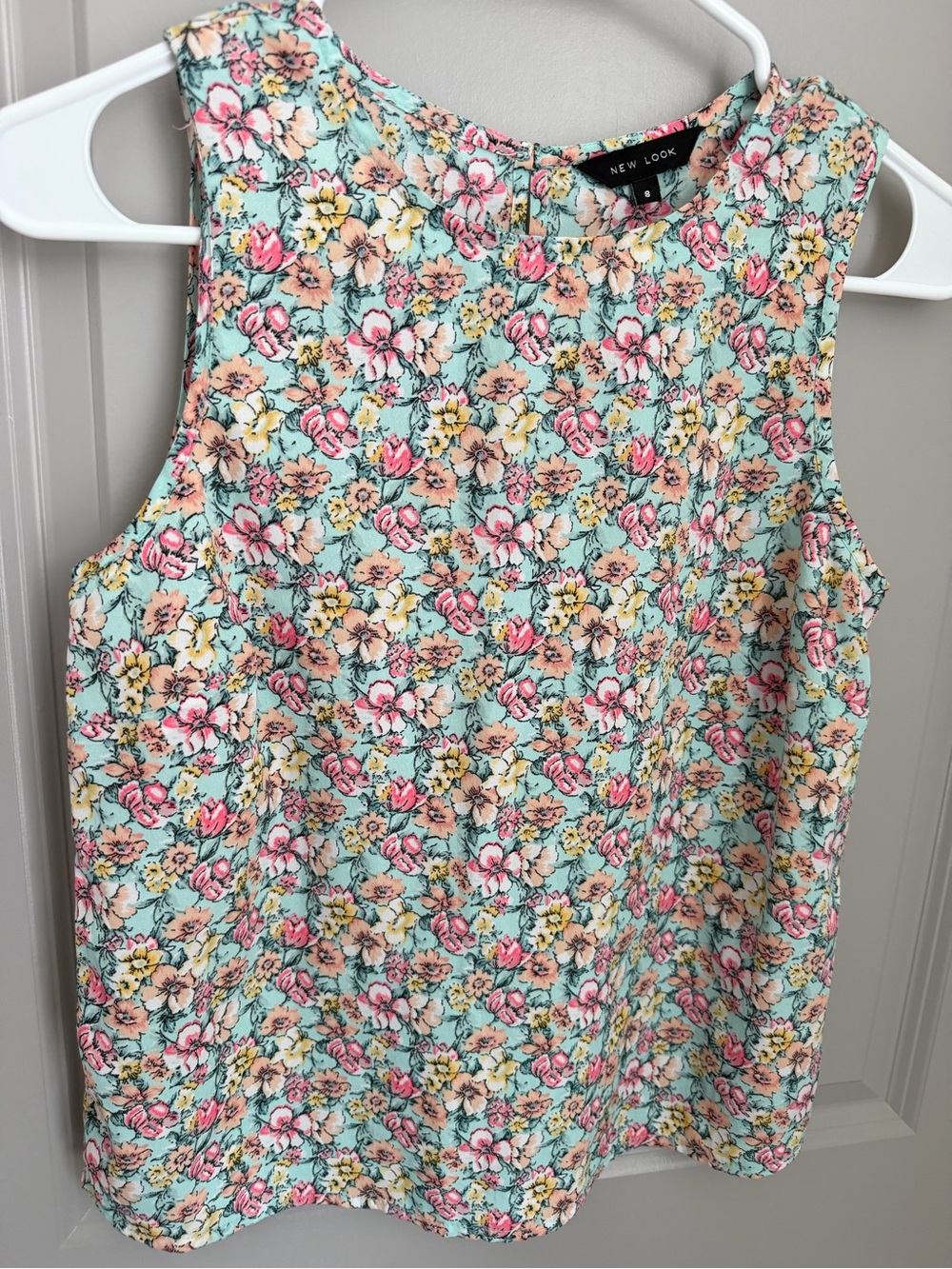 New Look Women's Floral Mint Sleeveless Top S